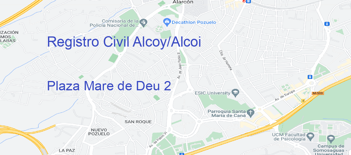 Oficina Calle Plaza Mare de Deu 2 en Alcoy/Alcoi - Registro Civil